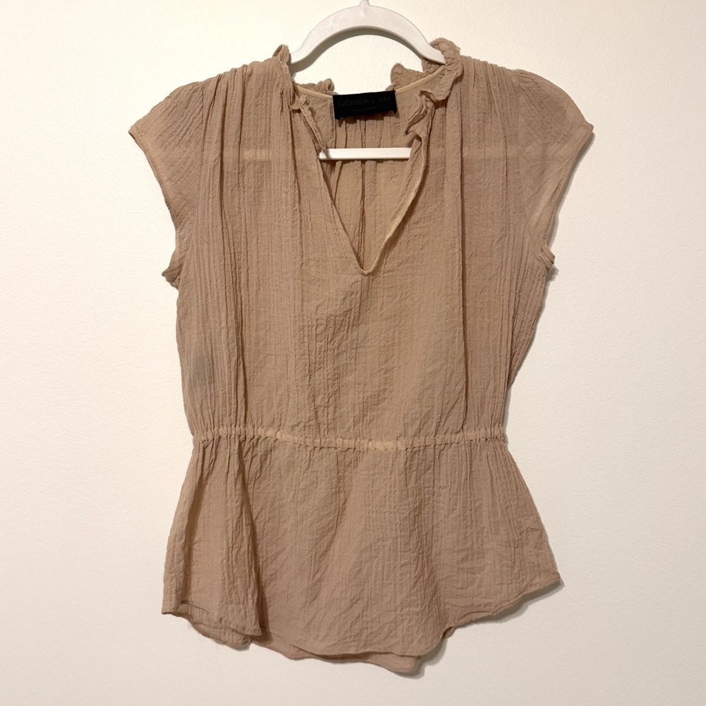 Derek Lam 10 Crosby Wool Blend Top Blouse Beige Neutral XS